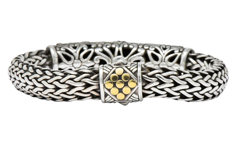 John Hardy Vintage Sterling Silver 18 Karat Gold Unisex Bracelet - Wilson's Estate Jewelry