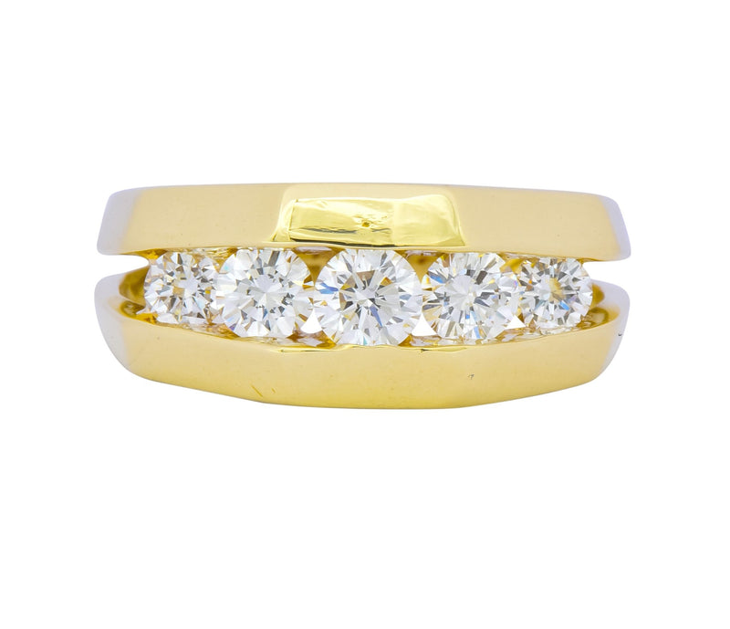 Jose Hess 0.91 CTW Diamond 14 Karat Gold Unisex Band Ring - Wilson's Estate Jewelry