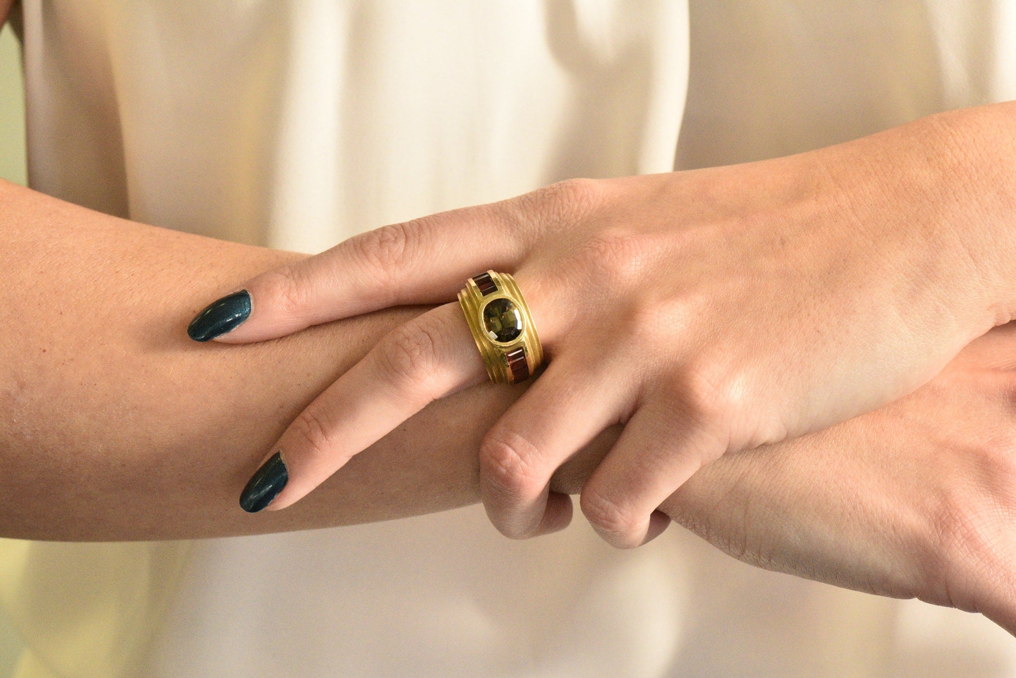 Kieselstein-Cord 3.05 CTW Andalusite Tourmaline 18 Karat Gold Band Ring Wilson's Estate Jewelry