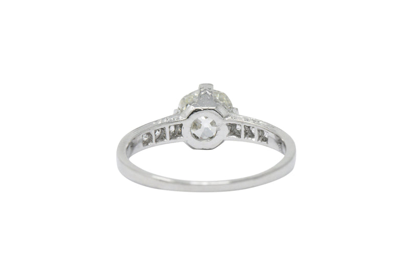 Kirk Art Deco 1.16 CTW Diamond Platinum Engagement Ring GIA Wilson's Estate Jewelry