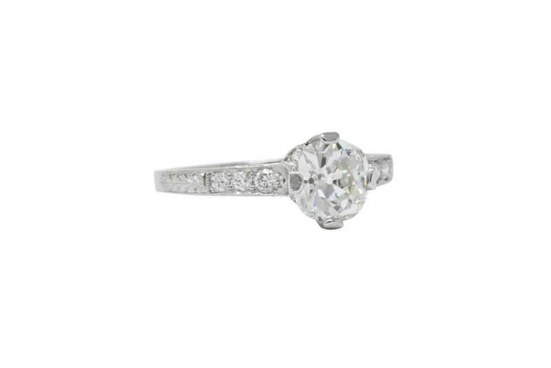 Kirk Art Deco 1.16 CTW Diamond Platinum Engagement Ring GIA Wilson's Estate Jewelry