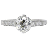 Kirk Art Deco 1.16 CTW Diamond Platinum Engagement Ring GIA Wilson's Estate Jewelry
