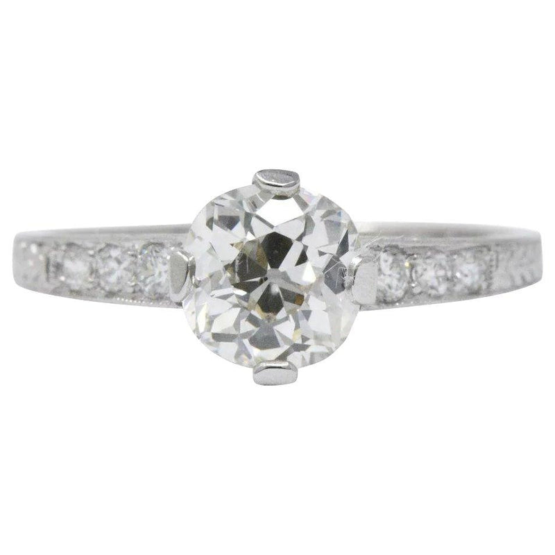 Kirk Art Deco 1.16 CTW Diamond Platinum Engagement Ring GIA Wilson's Estate Jewelry