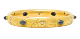 Kohn 1890's Victorian Diamond Sapphire 14 Karat Gold Floral Bangle Bracelet - Wilson's Estate Jewelry
