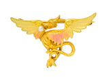 Krementz Art Nouveau 14 Karat Gold Enamel Dragon Watch Pin Brooch - Wilson's Estate Jewelry