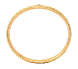Krementz Diamond Sapphire 14 Karat Gold Engraved Floral Bangle Bracelet - Wilson's Estate Jewelry
