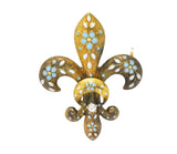 Krementz Victorian Diamond Enamel 14 Karat Gold Fleur-De-Lis Pin Brooch Wilson's Estate Jewelry