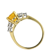 Vintage 3.30 CTW Orange Sapphire Diamond Platinum 18 Karat Gold Ring Wilson's Estate Jewelry