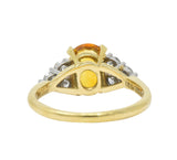 Vintage 3.30 CTW Orange Sapphire Diamond Platinum 18 Karat Gold Ring Wilson's Estate Jewelry