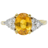 Vintage 3.30 CTW Orange Sapphire Diamond Platinum 18 Karat Gold Ring Wilson's Estate Jewelry