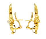 Lagos 1990's Vintage Diamond 18 Karat Gold Fleur-De-Lis Earrings - Wilson's Estate Jewelry