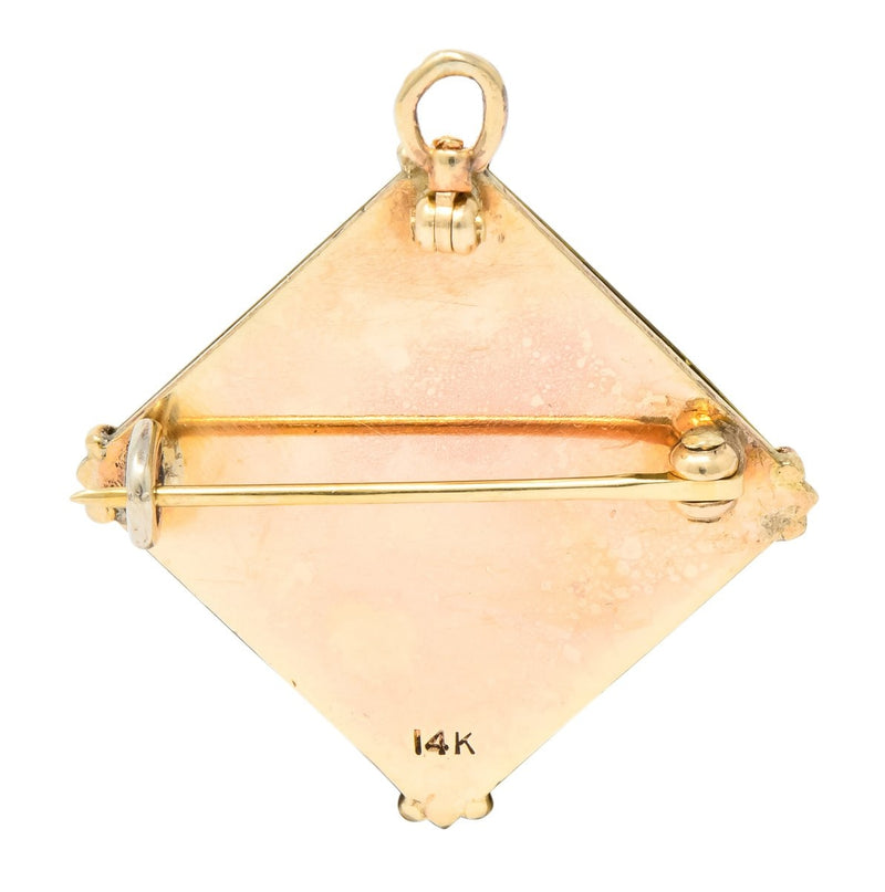 Lalique Art Nouveau 14 Karat Gold Bronze Forest Soldier Repousse Pendant Brooch - Wilson's Estate Jewelry