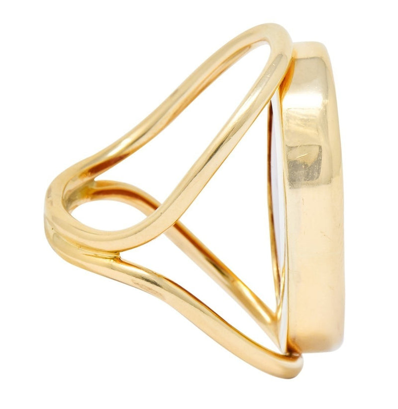 Large 1940’s Retro Carnelian Carved Male Silhouette Intaglio 14 Karat Yellow Gold Ring - Wilson's Estate Jewelry