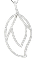 Large Piaget 3.15 CTW Diamond 18 Karat White Gold Leaf Pendant With Chain Wilson's Estate Jewelry