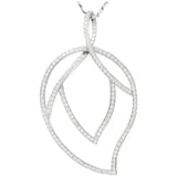 Large Piaget 3.15 CTW Diamond 18 Karat White Gold Leaf Pendant With Chain Wilson's Estate Jewelry