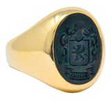 Larter & Sons Art Deco Intaglio Bloodstone 14 Karat Gold Unisex Signet Ring - Wilson's Estate Jewelry