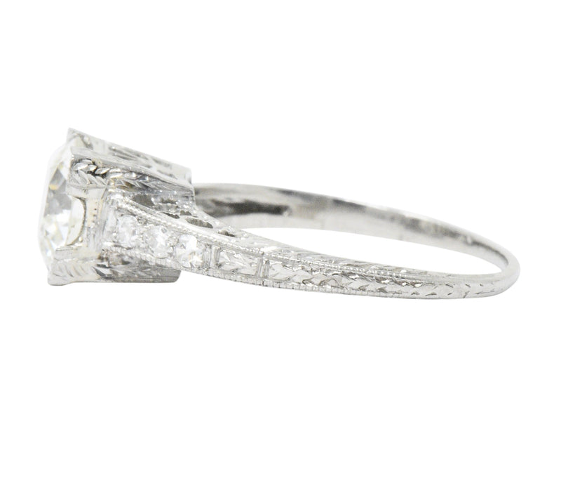 Late Art Deco 1.17 CTW Diamond Platinum Engagement Ring GIA Wilson's Estate Jewelry
