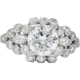 Late Art Deco 1.69 CTW Diamond Platinum Cluster Engagement Ring GIA Wilson's Estate Jewelry
