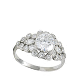 Late Art Deco 1.69 CTW Diamond Platinum Cluster Engagement Ring GIA Wilson's Estate Jewelry