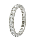 Late Edwardian 1.30 CTW Diamond Platinum Foliate Eternity Band Ring - Wilson's Estate Jewelry