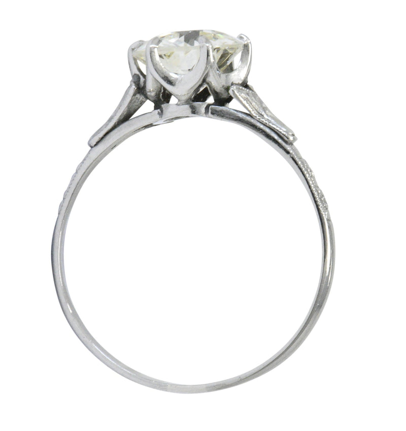 Late Edwardian 1.53 CTW Diamond 14 Karat White Gold Engagement Ring GIA Wilson's Estate Jewelry