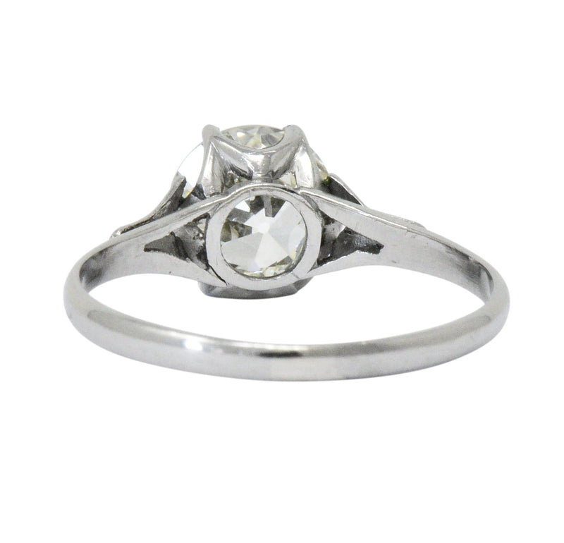 Late Edwardian 1.53 CTW Diamond 14 Karat White Gold Engagement Ring GIA Wilson's Estate Jewelry