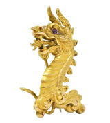 Late Victorian 14 Karat Gold Dragon Brooch Circa 1890 - Wilson's Estate Jewelry