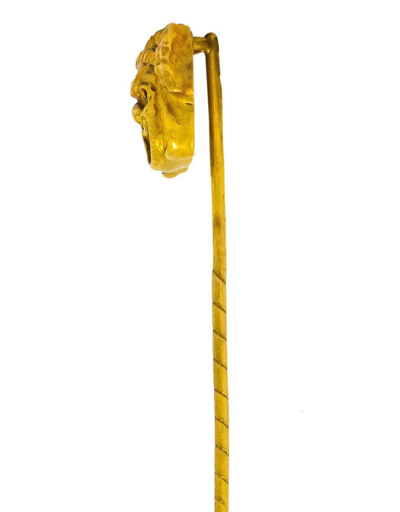 Late Victorian 18 Karat Gold Comedy Mask Stickpin - Wilson's Estate Jewelry
