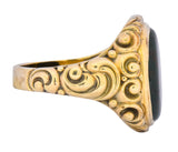 Late Victorian German Bloodstone 8 Karat Gold Unisex Ring Circa 1890 - Wilson's Estate Jewelry