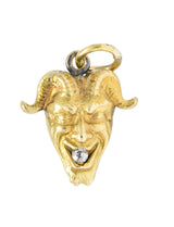 Late Victorian Old Mine Cut Diamond 14 Karat Gold Devil Charm Wilson's Estate Jewelry