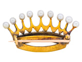 Late Victorian Pearl Sapphire Ruby Diamond 18 Karat Gold Crown Brooch Circa 1890 - Wilson's Estate Jewelry