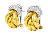Leo Pizzo Vintage 0.78 CTW Diamond 18 Karat Two-Tone Gold Italian Earrings - Wilson's Estate Jewelry