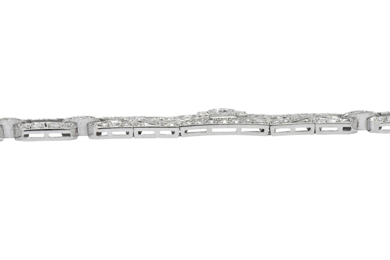 Lovely Art Deco 6.15 CTW Diamond Platinum Old European Bracelet Wilson's Estate Jewelry