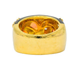 Marina B 'Bulgari' 2.80 CTW Orange Sapphire Diamond Onyx 18 Karat Gold Fujiyama Ring Wilson's Estate Jewelry