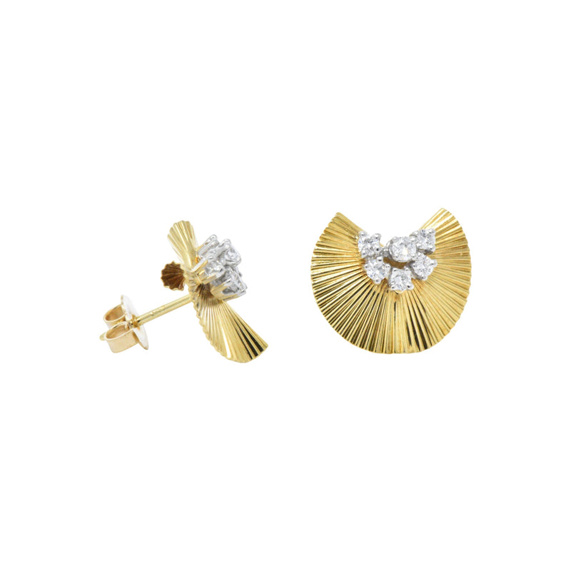 McTeigue & Co. .40 Carat Retro 18K Yellow Gold & Platinum Diamond Earrings Wilson's Estate Jewelry