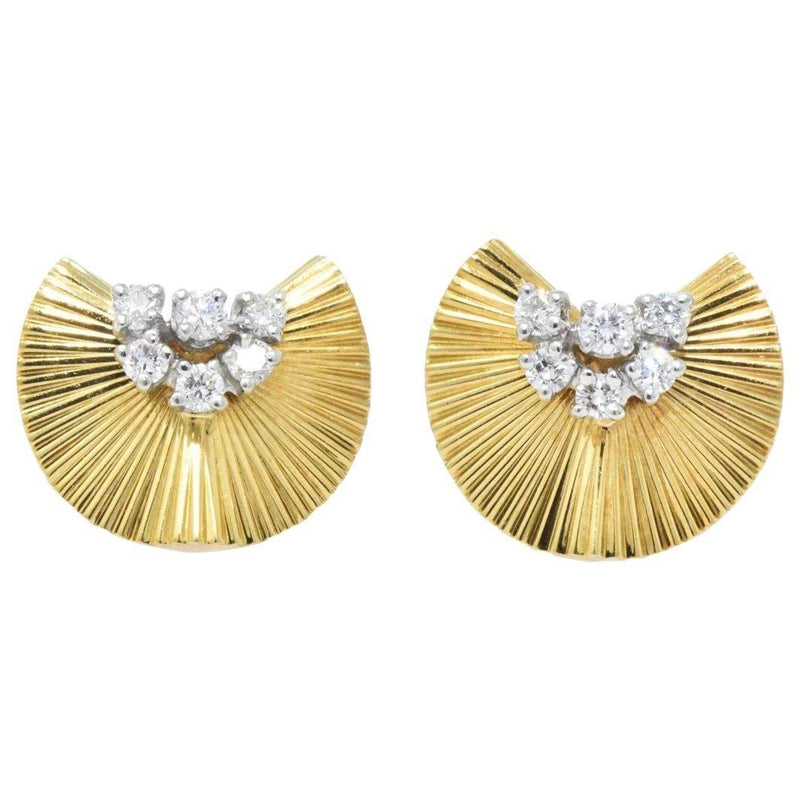 McTeigue & Co. .40 Carat Retro 18K Yellow Gold & Platinum Diamond Earrings Wilson's Estate Jewelry