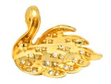 McTeigue Diamond Sapphire Enamel 18 Karat Yellow Gold Swan Brooch - Wilson's Estate Jewelry