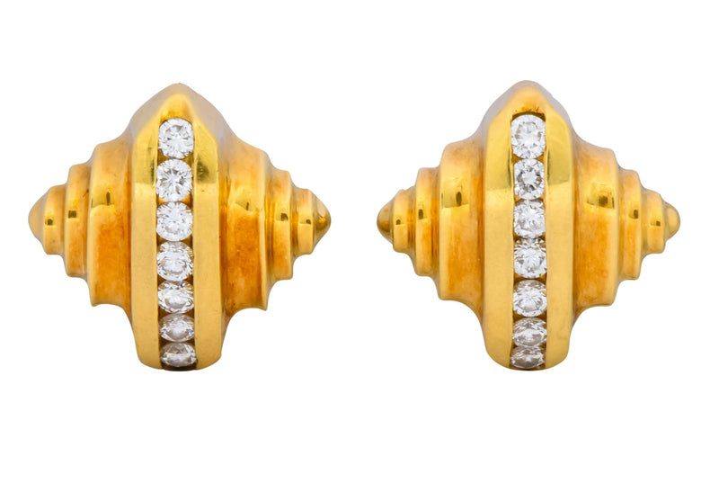 McTeigue 0.45 CTW Diamond 18 Karat Gold Multi Dimensional Earrings - Wilson's Estate Jewelry