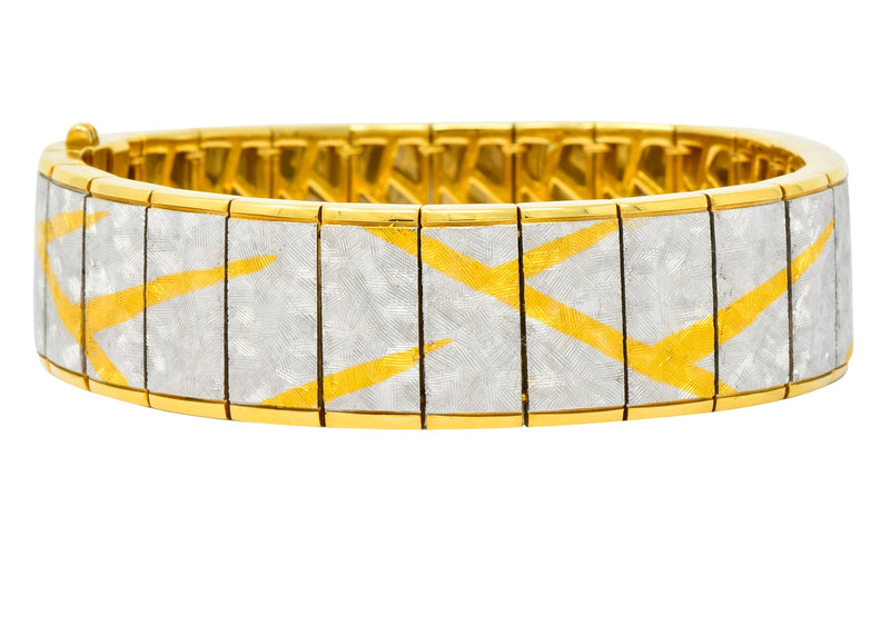 Michael Bondanza 1990’s Platinum 18 Karat Gold Signature Bracelet - Wilson's Estate Jewelry