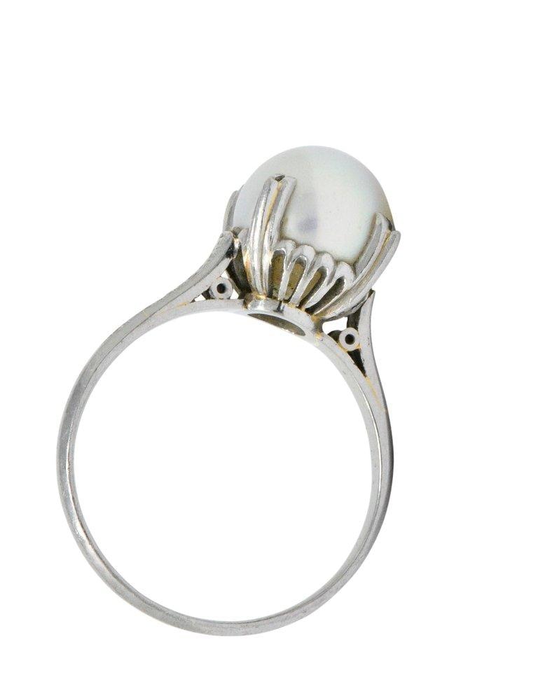 Mikimoto Art Deco Cultured Pearl Platinum Ring Wilson's Estate Jewelry