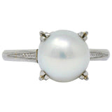 Mikimoto Art Deco Cultured Pearl Platinum Ring Wilson's Estate Jewelry
