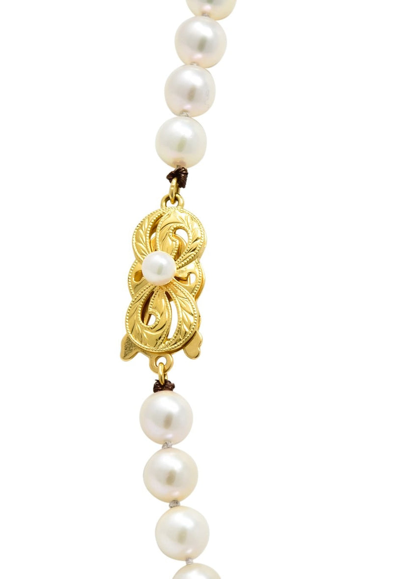 Mikimoto Contemporary Cultured Pearl 18 Karat Yellow Gold Necklace - Wilson's Estate Jewelry