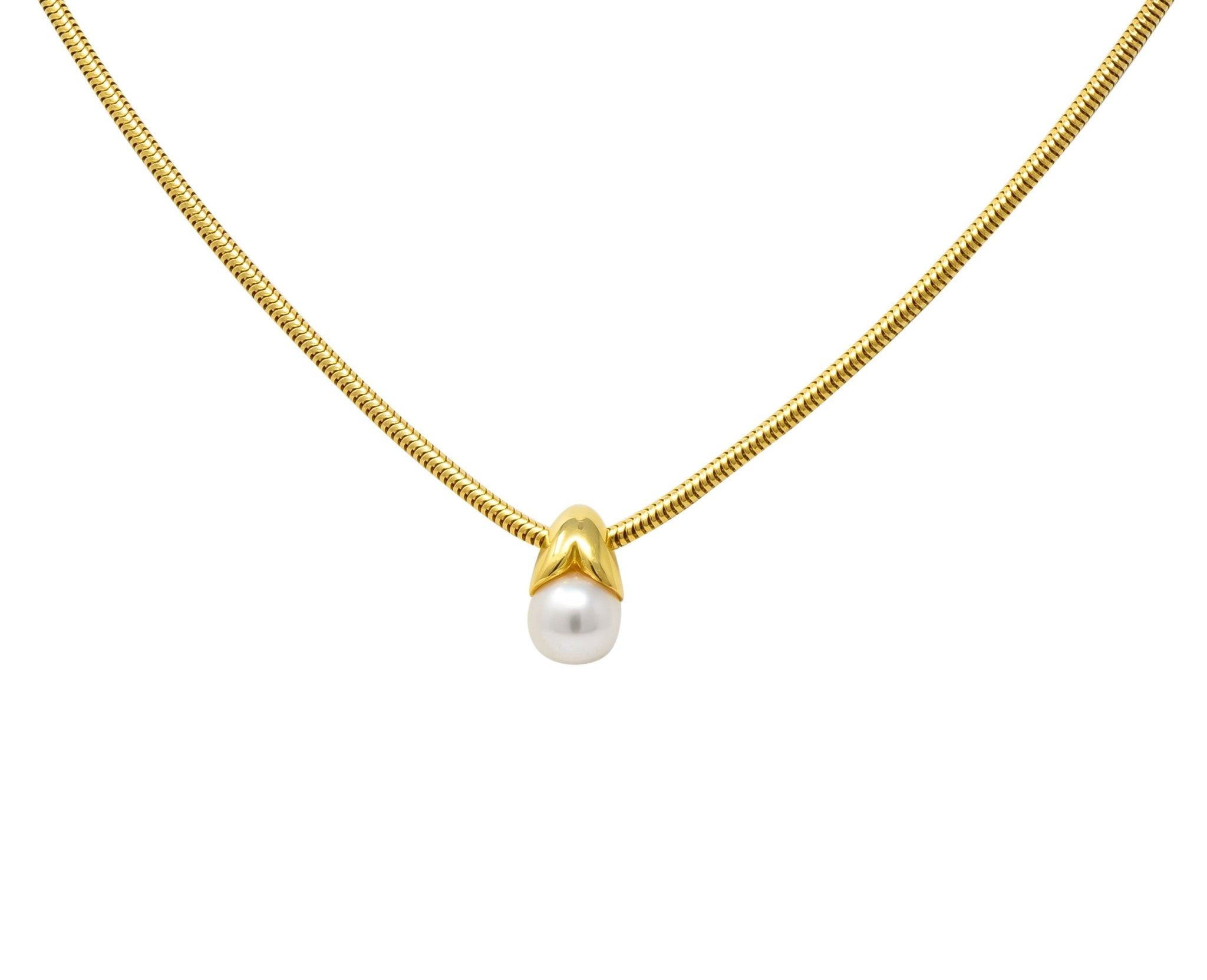 Mikimoto Cultured Pearl 18 Karat Gold Drop Necklace - Wilson's Estate Jewelry