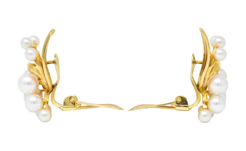 Mikimoto Cultured Pearl 18 Karat Gold Ear-Clip Earrings - Wilson's Estate Jewelry