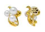 Mikimoto Cultured Pearl Diamond 18 Karat Gold Screwback Earrings - Wilson's Estate Jewelry