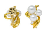 Mikimoto Cultured Pearl Diamond 18 Karat Gold Screwback Earrings - Wilson's Estate Jewelry