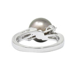 Mikimoto Grey South Sea Pearl 0.40 CTW Diamond Platinum Ring Wilson's Estate Jewelry