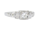 MK Edwardian Diamond 18 Karat White Gold Antique Engagement Ring - Wilson's Estate Jewelry