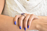 Modern Amethyst Diamond Platinum Gemstone Statement Ring Wilson's Estate Jewelry