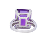 Modern Amethyst Diamond Platinum Gemstone Statement Ring Wilson's Estate Jewelry